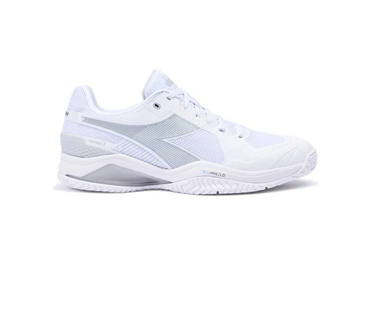 Diadora Blushield Torneo 3 AG Mens Tennis Shoe (White/Silver)