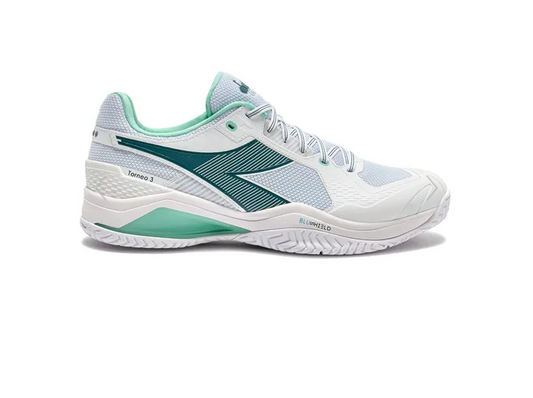 Diadora Blushield Torneo 3 AG Mens Tennis Shoe (White/Shaded Spruce)